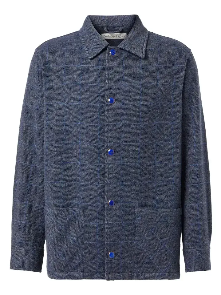 God’s True Cashmere Wizard herringbone checked cashmere overshirt