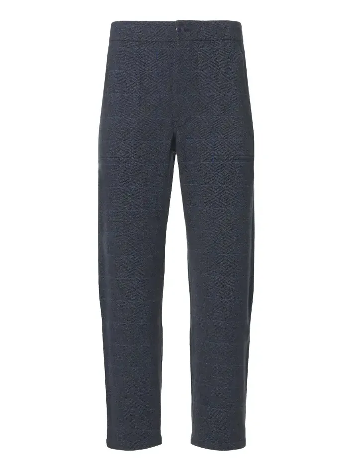 Herringbone checked cashmere straight pants Herringbone checked cashmere straight pants