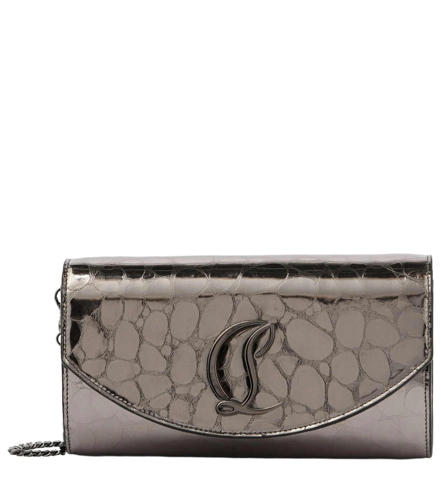 Christian Louboutin Loubi54 metallic leather wallet on chain