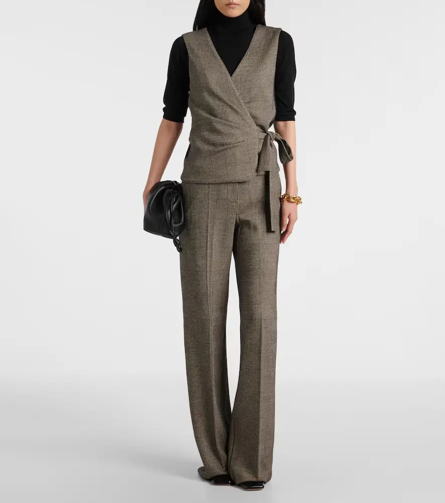 Max Mara Adige houndstooth wool-blend wrap top | Thumbnail 2 Max Mara Adige houndstooth wool-blend wrap top | Thumbnail 2