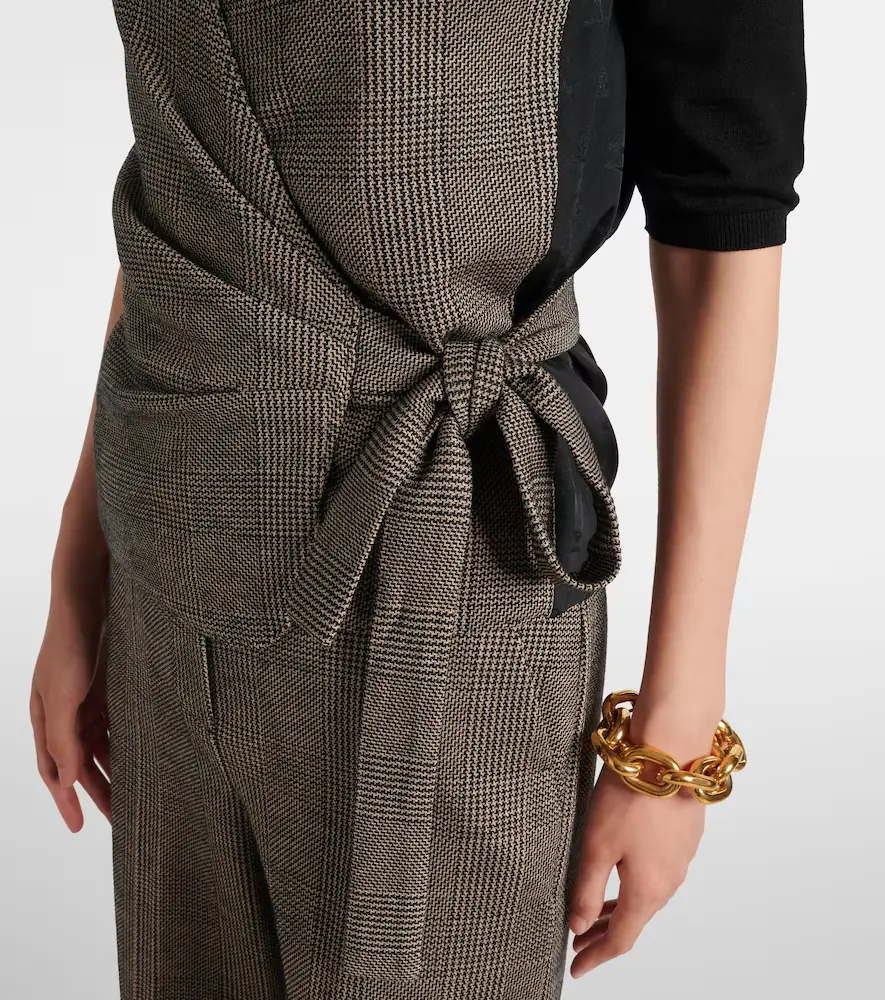 Max Mara Adige houndstooth wool-blend wrap top | Thumbnail 6 Max Mara Adige houndstooth wool-blend wrap top | Thumbnail 6