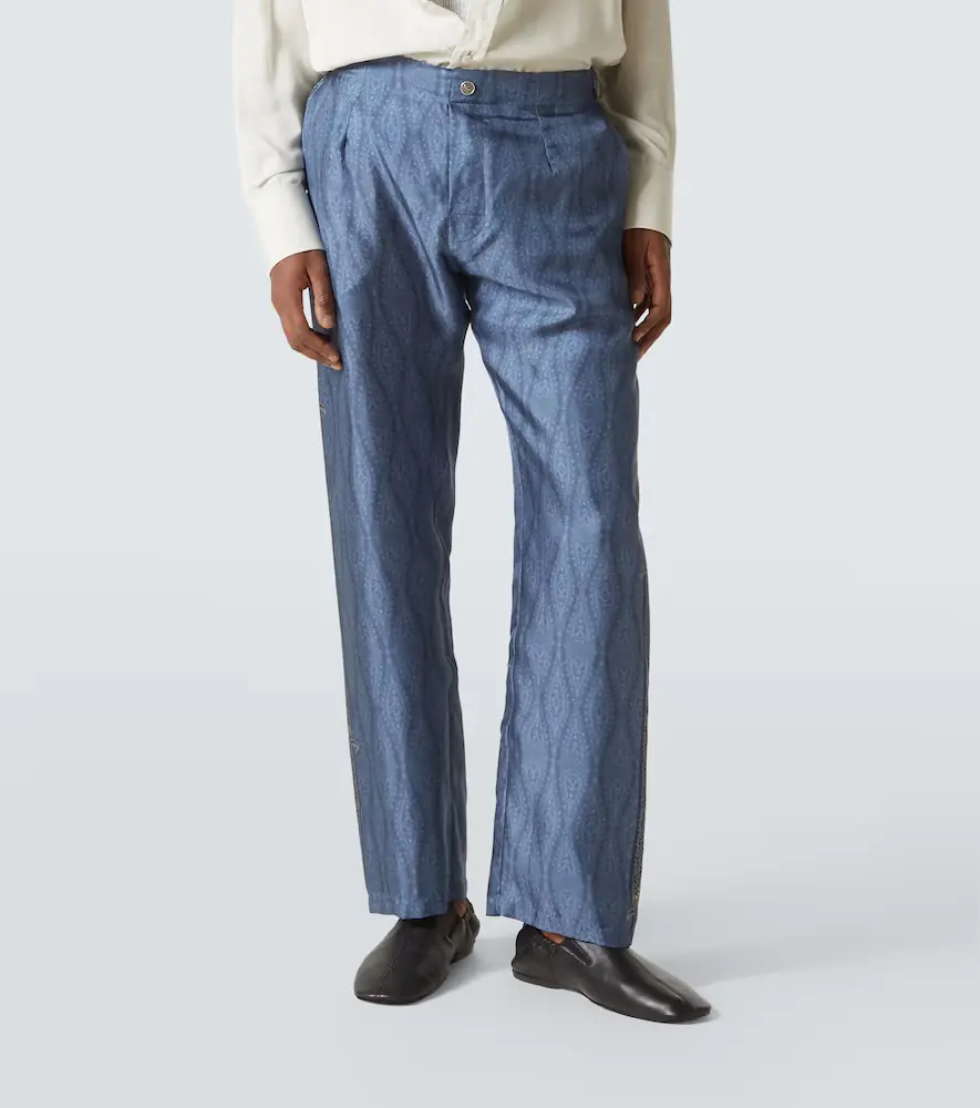 Etro Paisley silk straight pants | Thumbnail 5