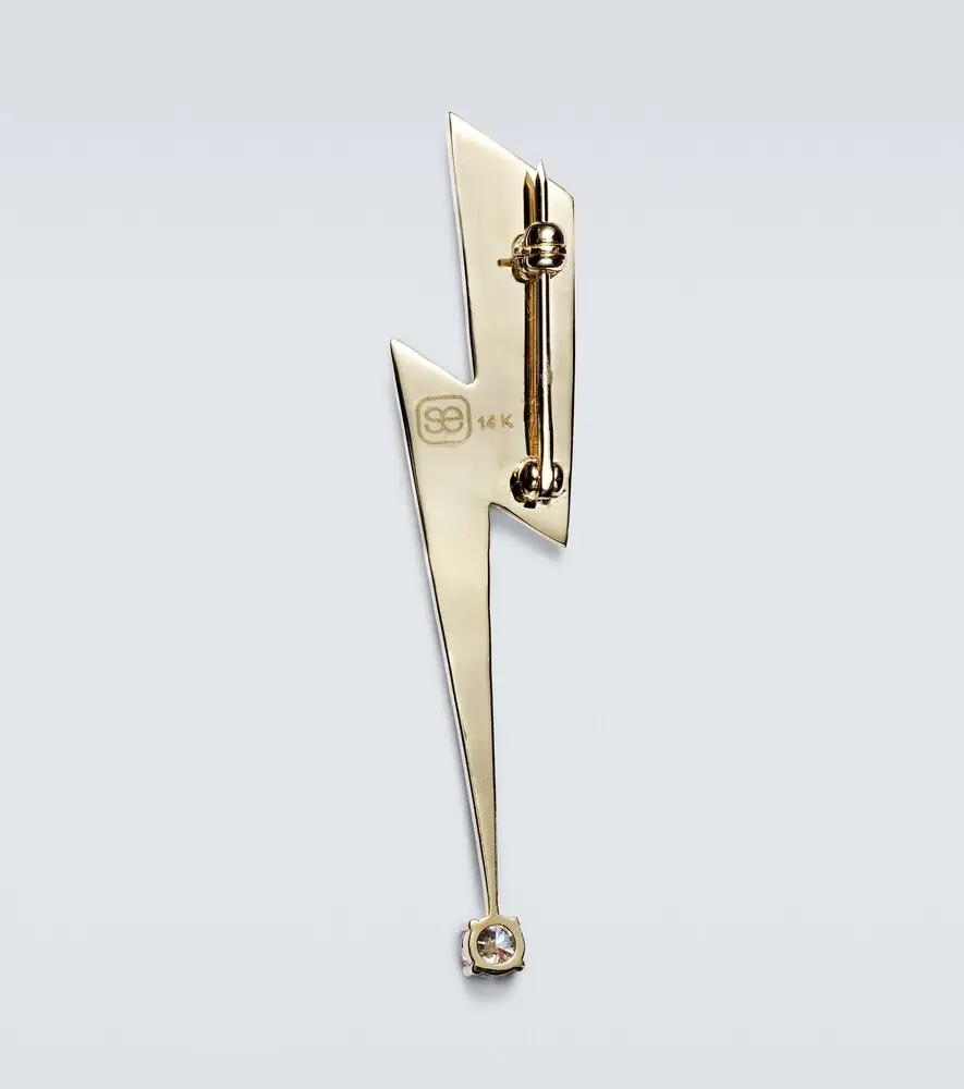 Sydney Evan Lightning Bolt 14kt gold and diamond brooch | Thumbnail 2