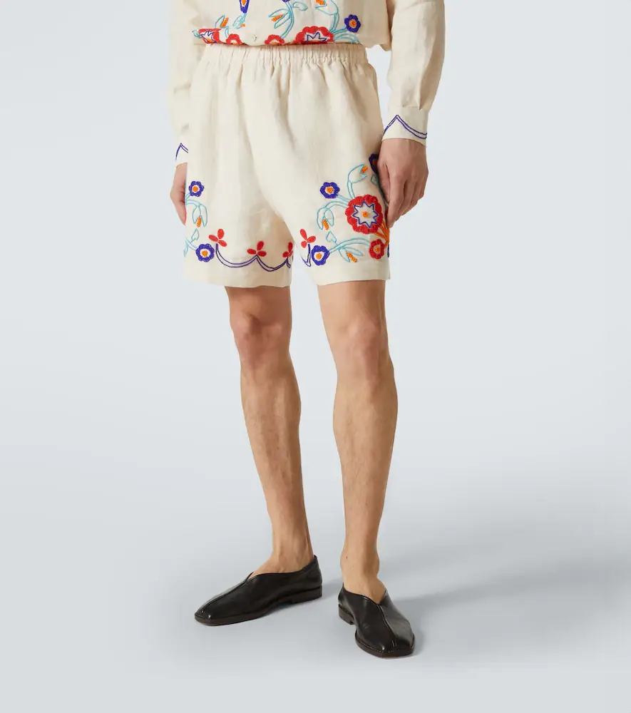 BODE Garden Party beaded linen Bermuda shorts | Thumbnail 2 BODE Garden Party beaded linen Bermuda shorts | Thumbnail 2