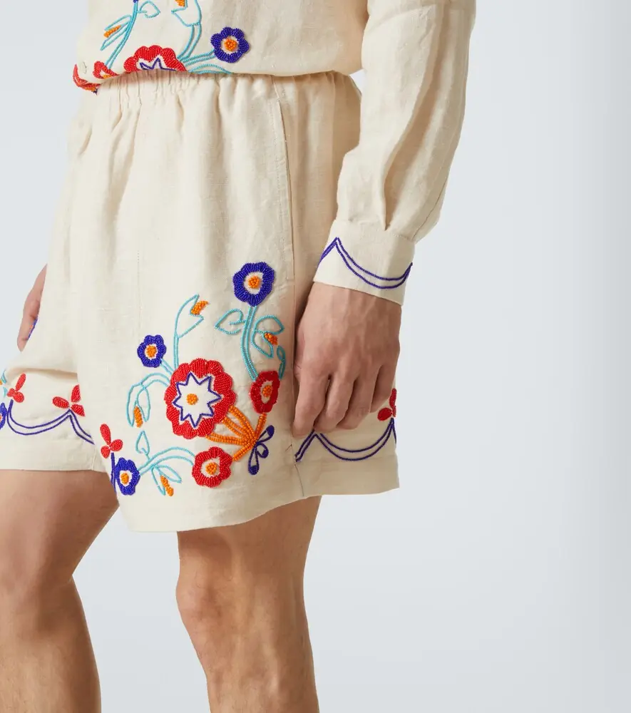 BODE Garden Party beaded linen Bermuda shorts | Thumbnail 4 BODE Garden Party beaded linen Bermuda shorts | Thumbnail 4