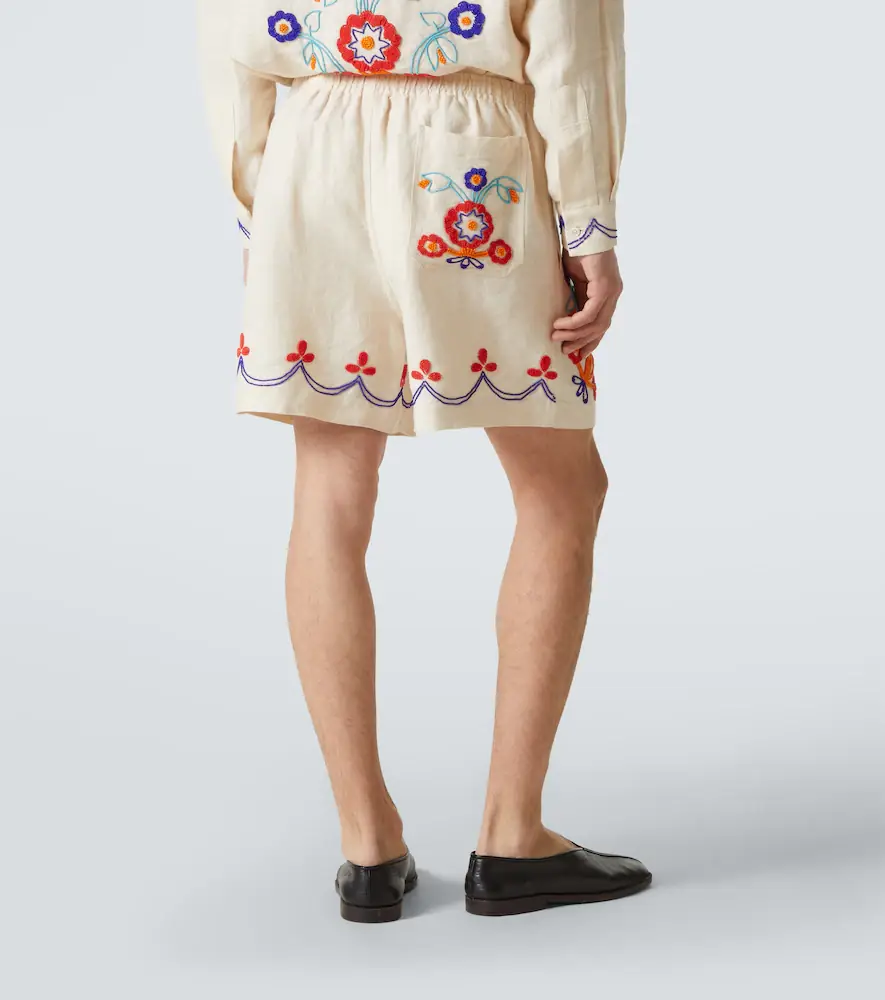 BODE Garden Party beaded linen Bermuda shorts | Thumbnail 5 BODE Garden Party beaded linen Bermuda shorts | Thumbnail 5