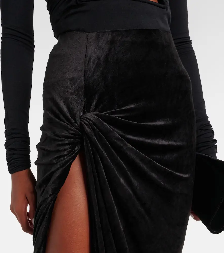 Rick Owens Lilies Twist Edfu velvet maxi skirt | Thumbnail 2