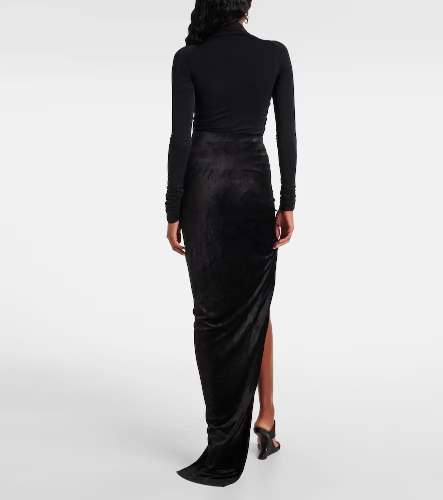 Rick Owens Lilies Twist Edfu velvet maxi skirt | Thumbnail 4
