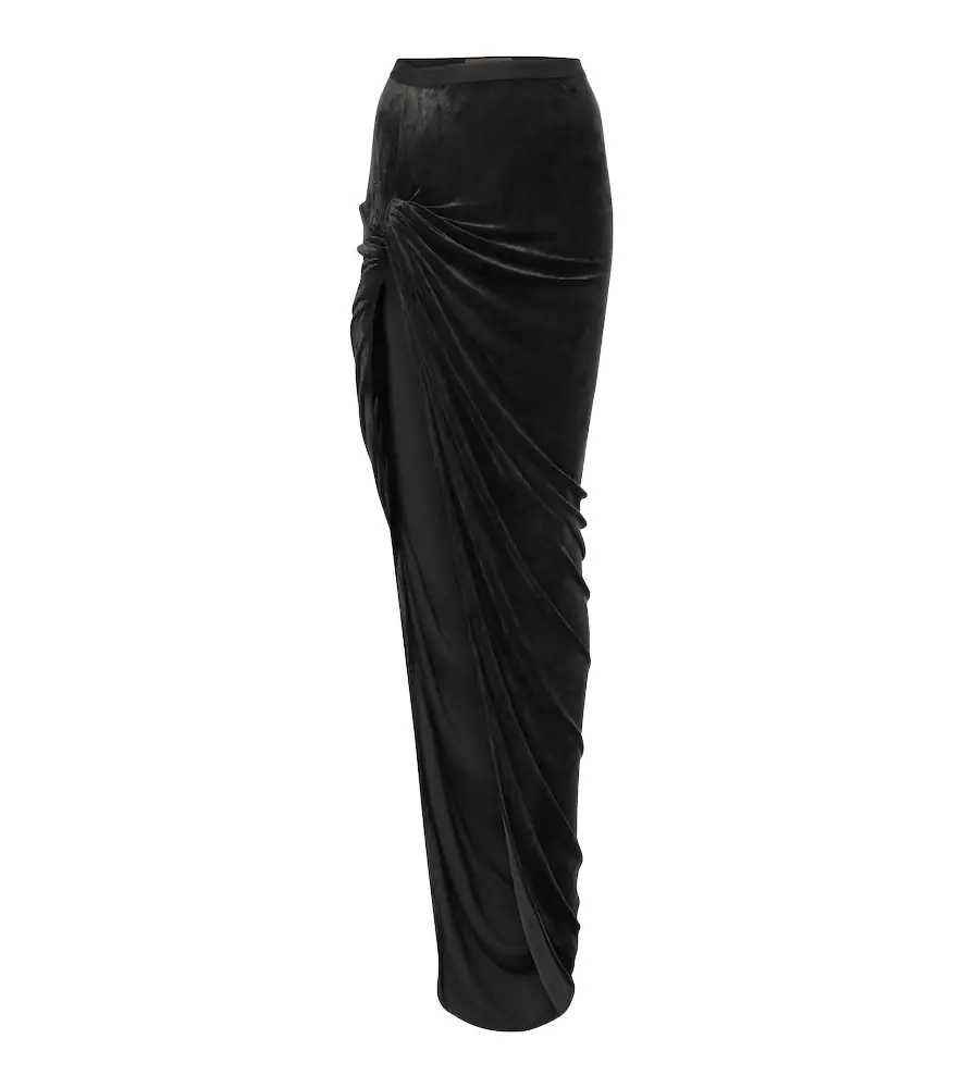 Rick Owens Lilies Twist Edfu velvet maxi skirt