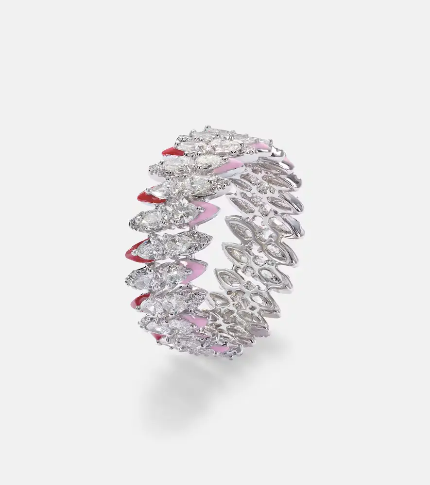 Kamyen 18kt white gold and enamel ring with diamonds | Thumbnail 2