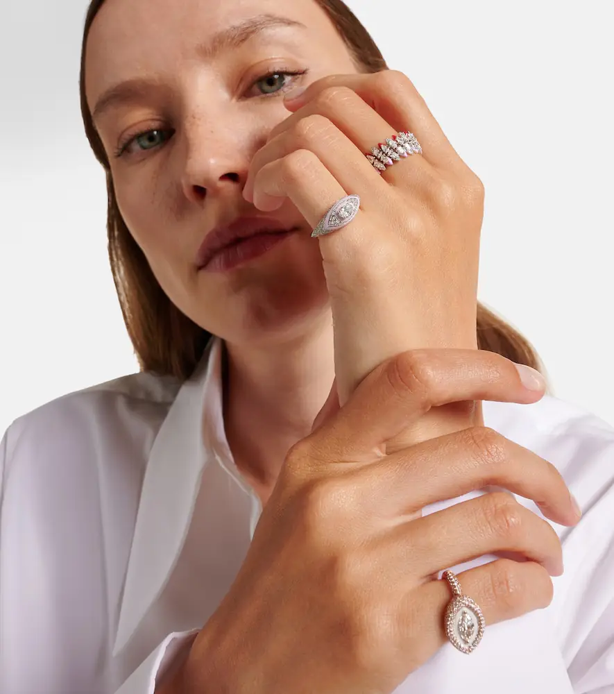 Kamyen 18kt white gold and enamel ring with diamonds | Thumbnail 3