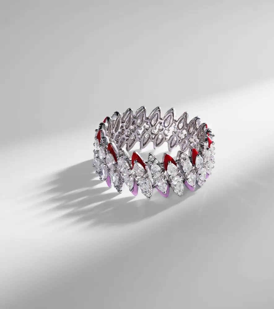 Kamyen 18kt white gold and enamel ring with diamonds | Thumbnail 5