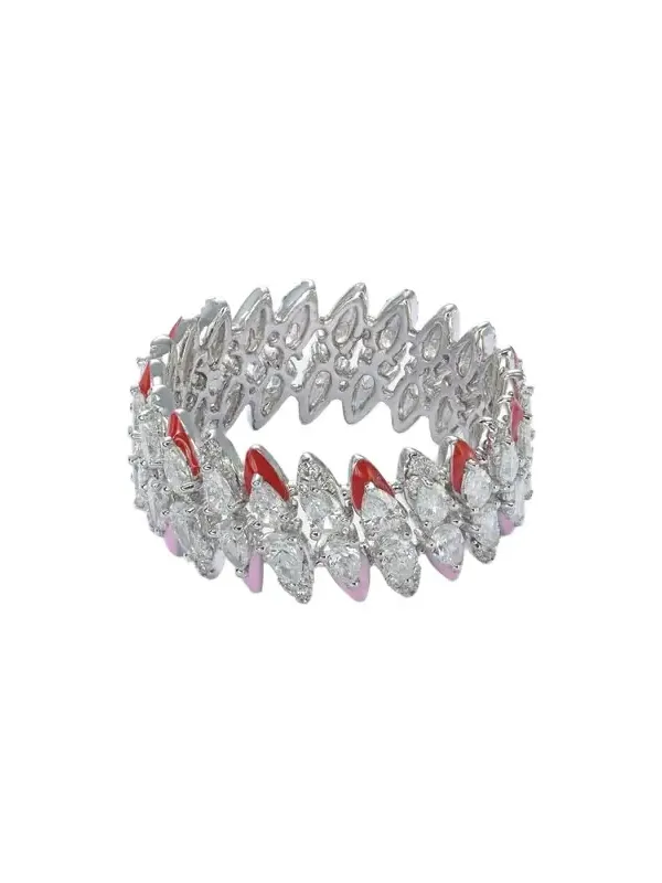 18kt white gold and enamel ring with diamonds 18kt white gold and enamel ring with diamonds
