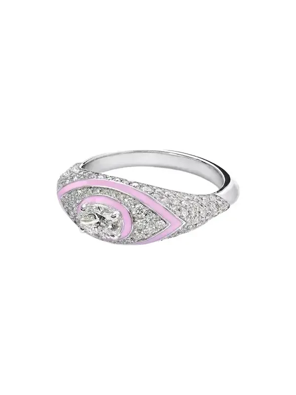 Oval Eye 18kt white gold and enamel ring with diamonds Oval Eye 18kt white gold and enamel ring with diamonds