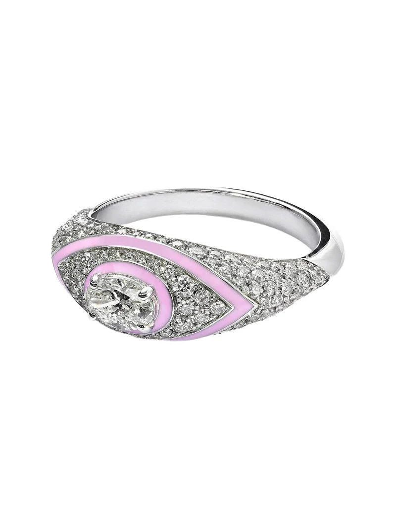 Oval Eye 18kt white gold and enamel ring with diamonds Oval Eye 18kt white gold and enamel ring with diamonds
