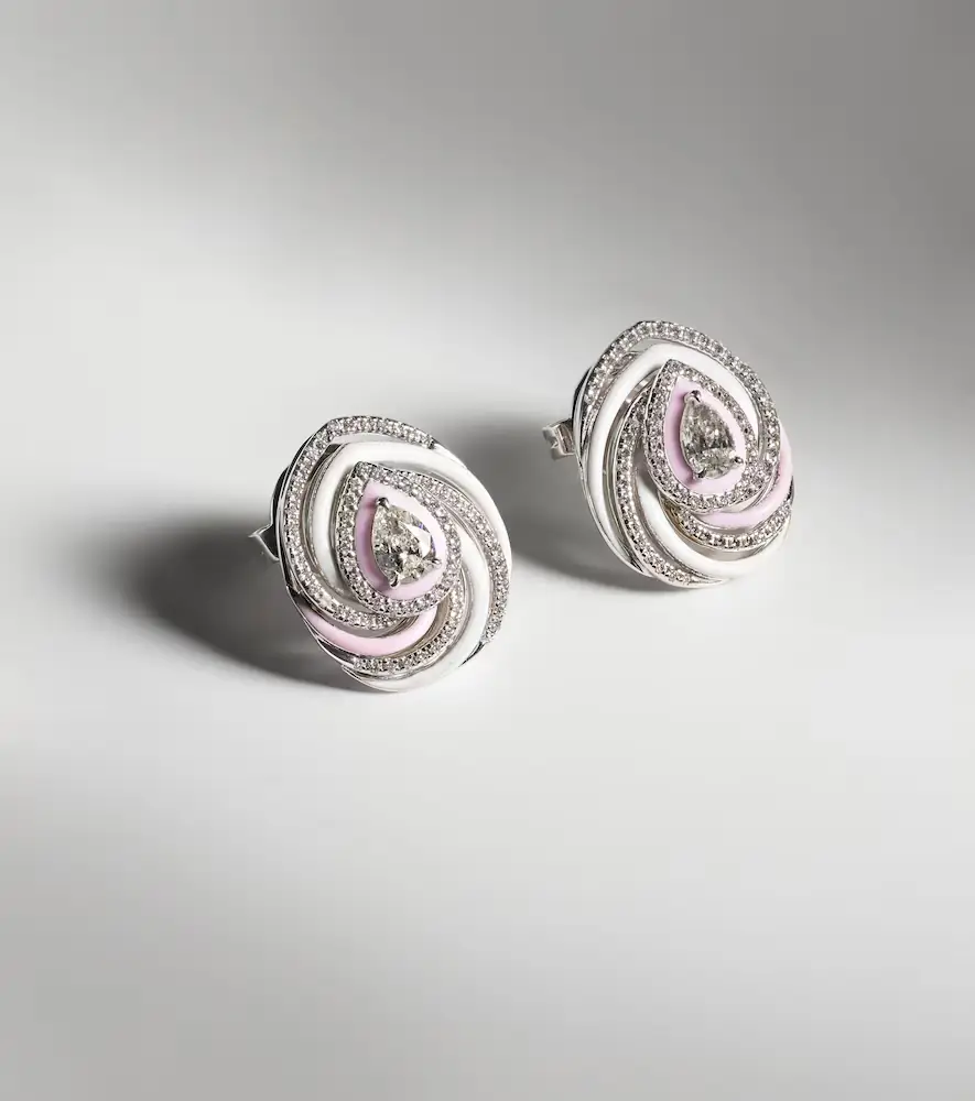 Kamyen Oceane 18kt white gold earrings with enamel and diamonds | Thumbnail 3 Kamyen Oceane 18kt white gold earrings with enamel and diamonds | Thumbnail 3