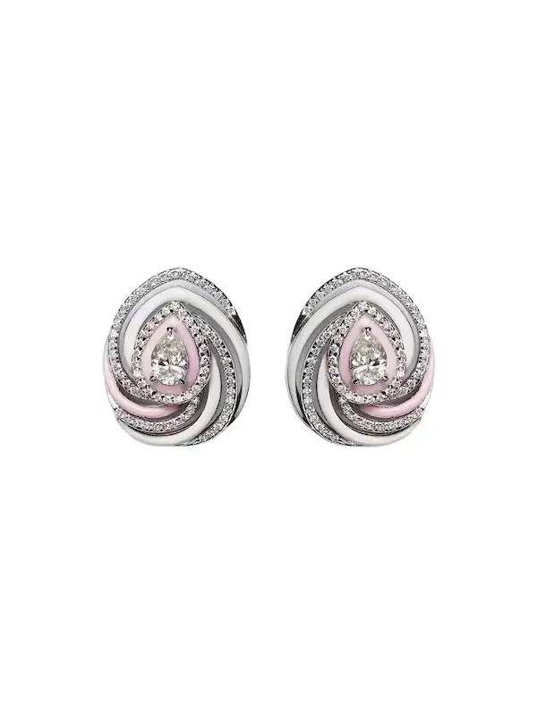 Oceane 18kt white gold earrings with enamel and diamonds Oceane 18kt white gold earrings with enamel and diamonds