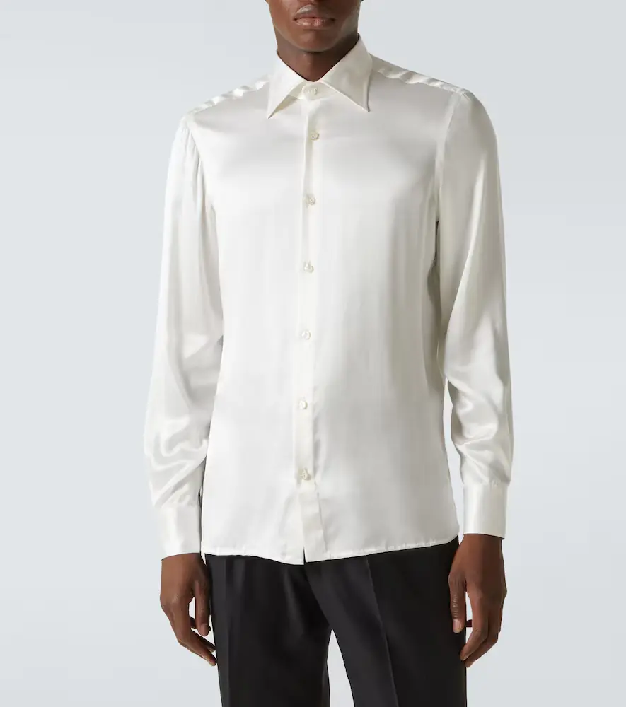 Rubinacci Silk satin tuxedo shirt | Thumbnail 6
