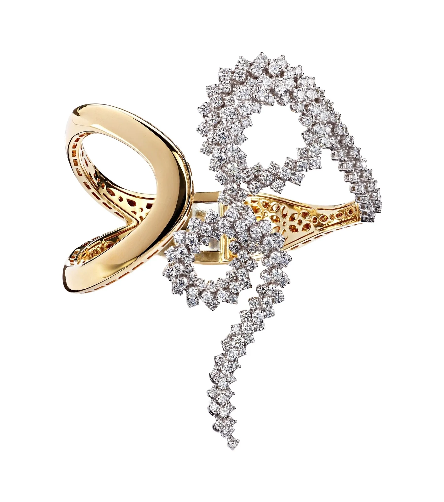 Golden Strada 18kt yellow and white gold bangle with diamonds Golden Strada 18kt yellow and white gold bangle with diamonds