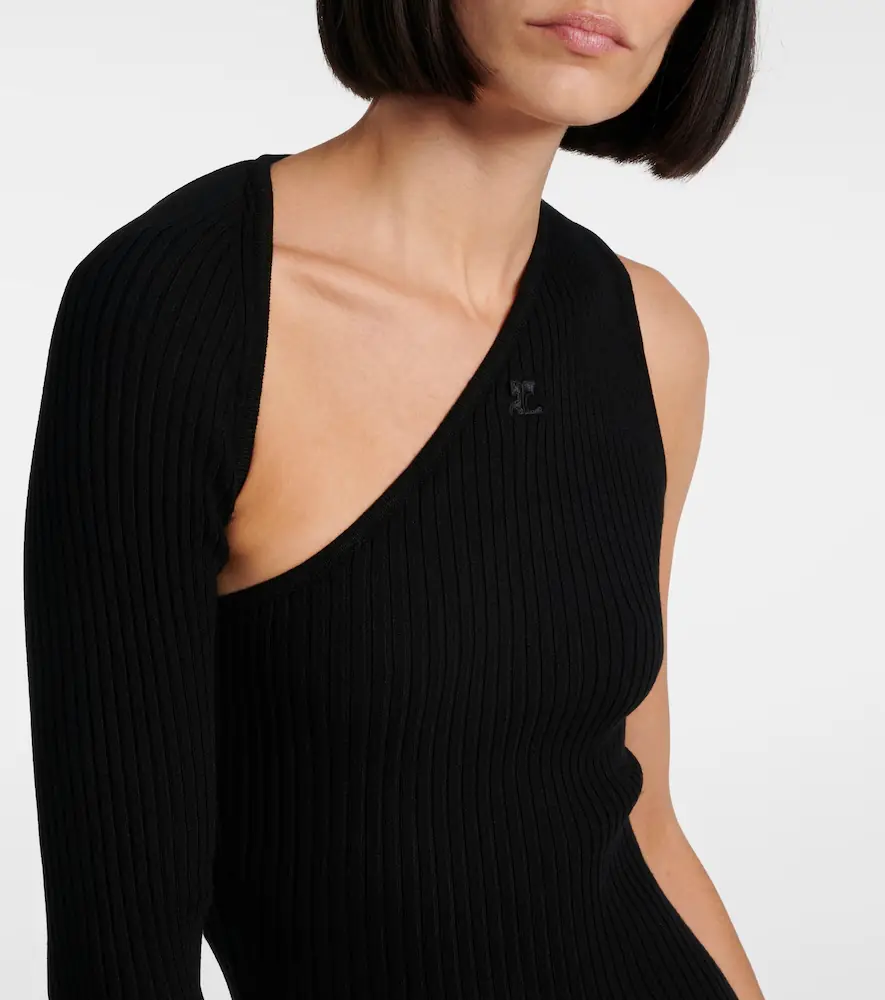 Courrèges Courrèges Asymmetric ribbed-knit midi dress | Thumbnail 4