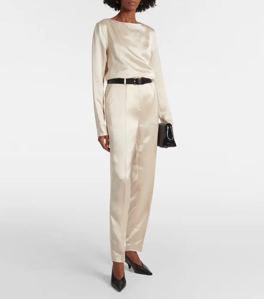TOTEME High-rise satin straight pants | Thumbnail 2