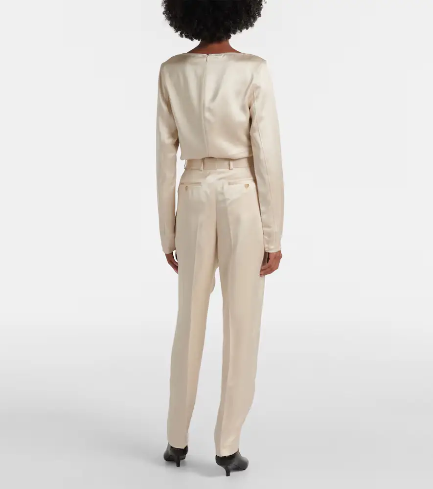 TOTEME High-rise satin straight pants | Thumbnail 3