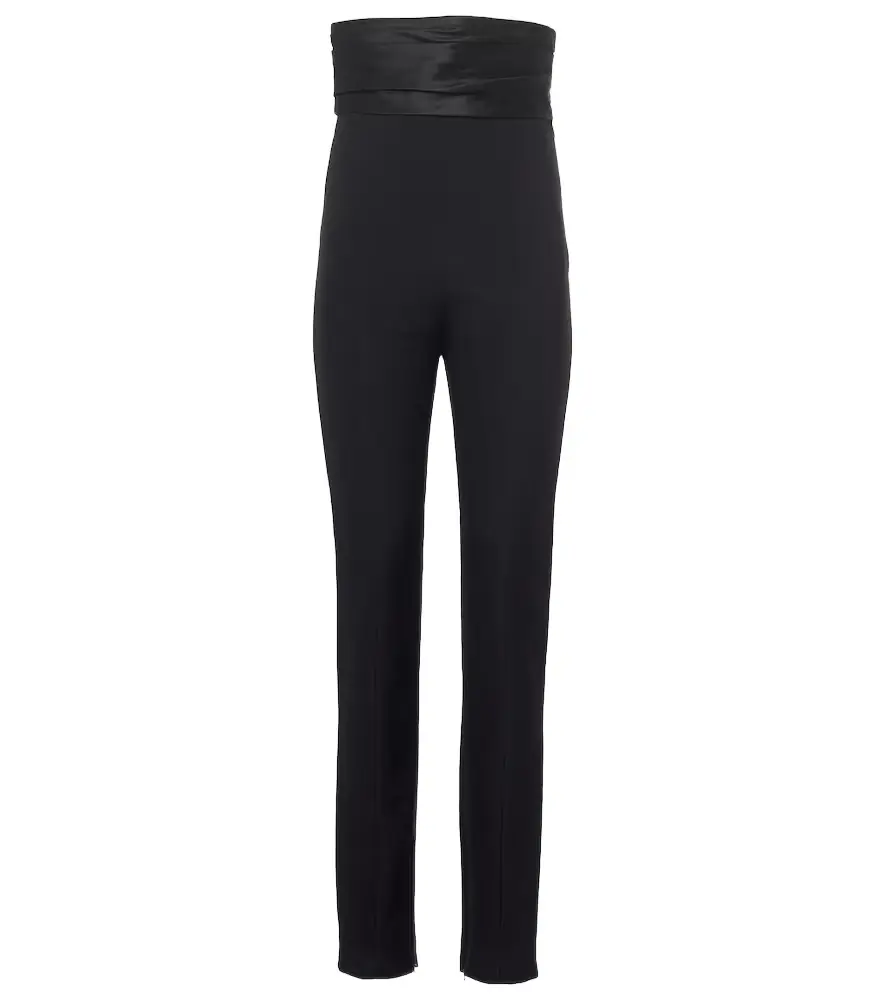 Khaite Lenro satin-trimmed high-rise slim pants | Image 1 Khaite Lenro satin-trimmed high-rise slim pants | Image 1