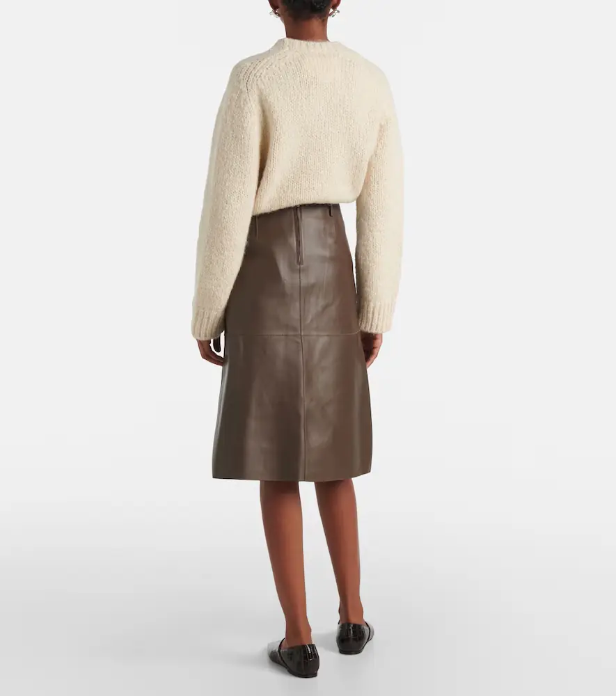 TOTEME Leather midi skirt | Thumbnail 3