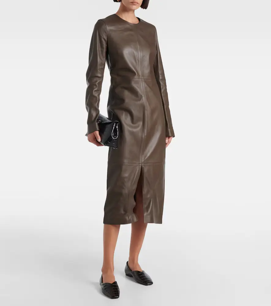 TOTEME Paneled leather midi dress | Thumbnail 3