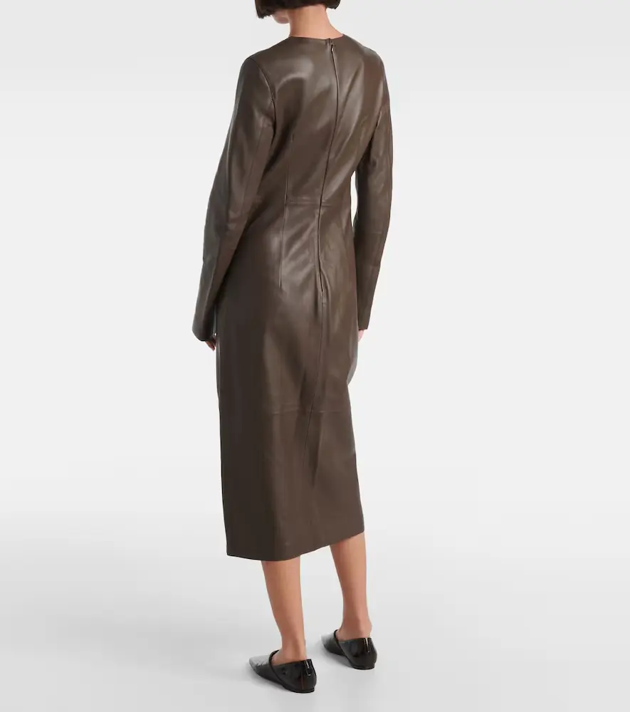 TOTEME Paneled leather midi dress | Thumbnail 5