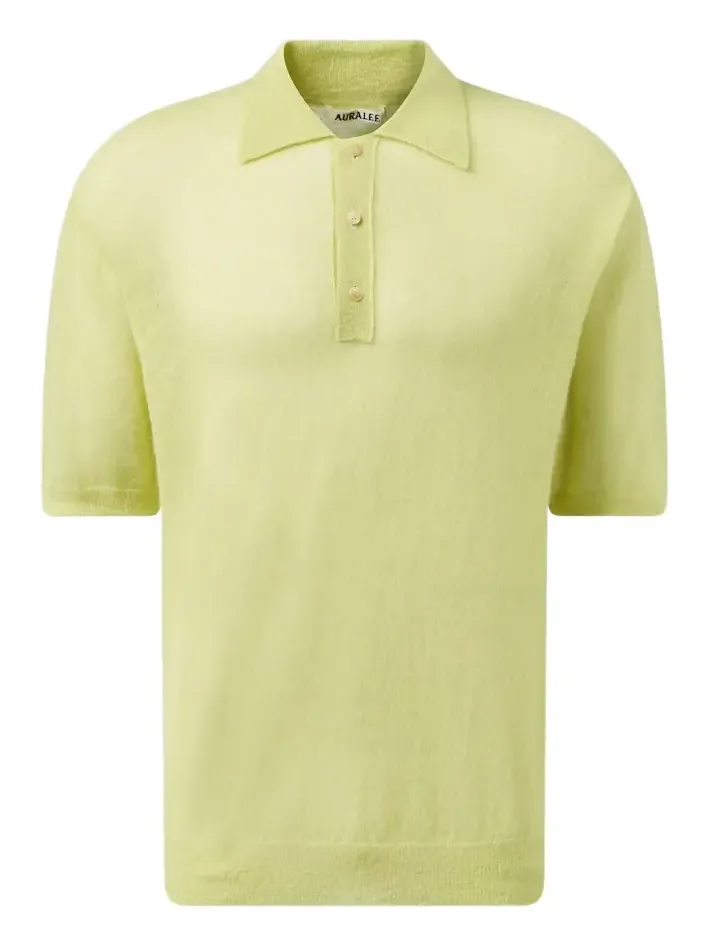 Auralee Mohair-blend polo sweater