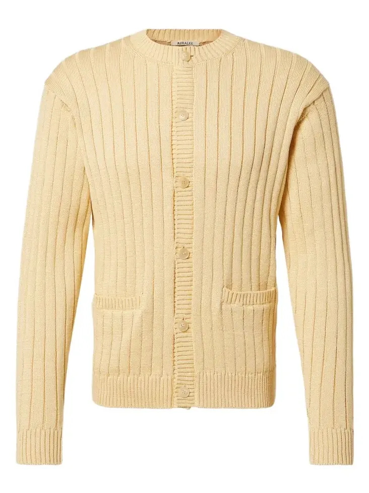 Ribbed-knit cotton cardigan