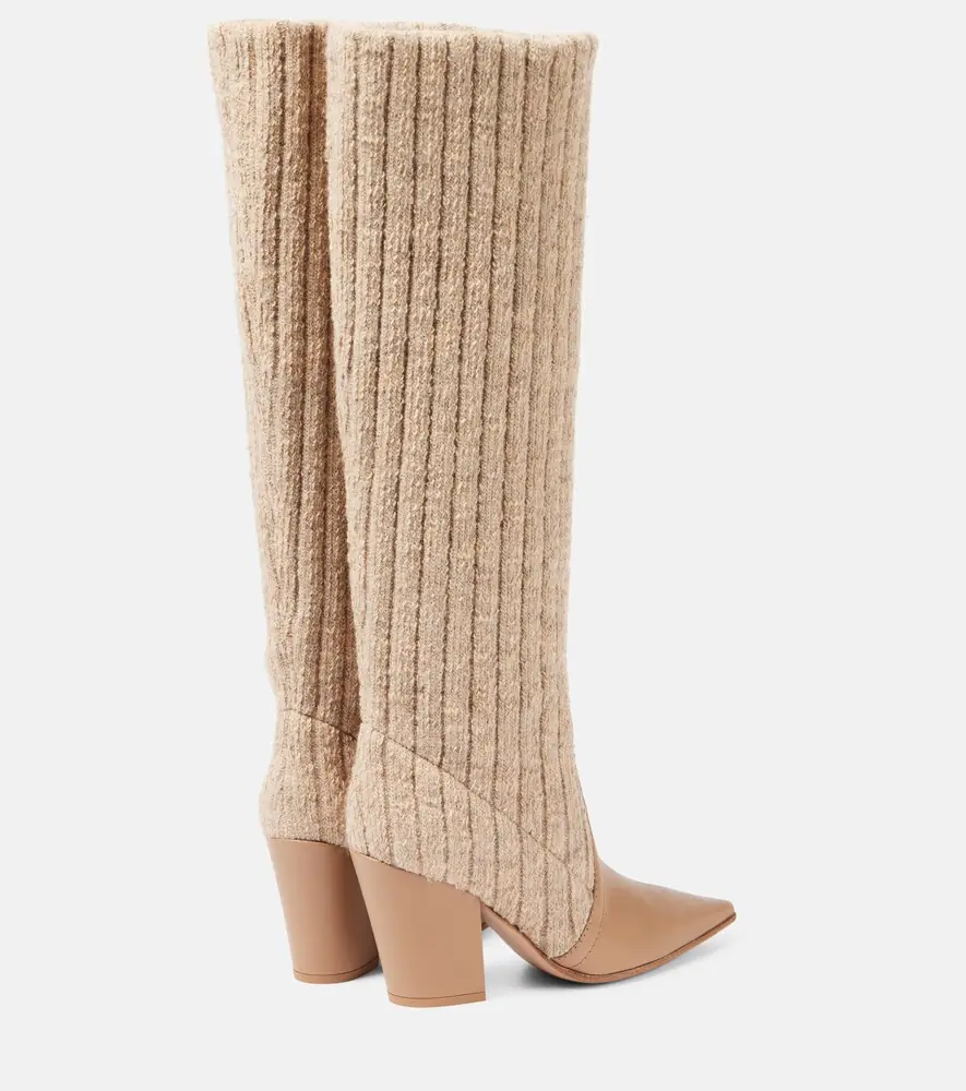 Gianvito Rossi Leather-trimmed knee-high boots | Thumbnail 3