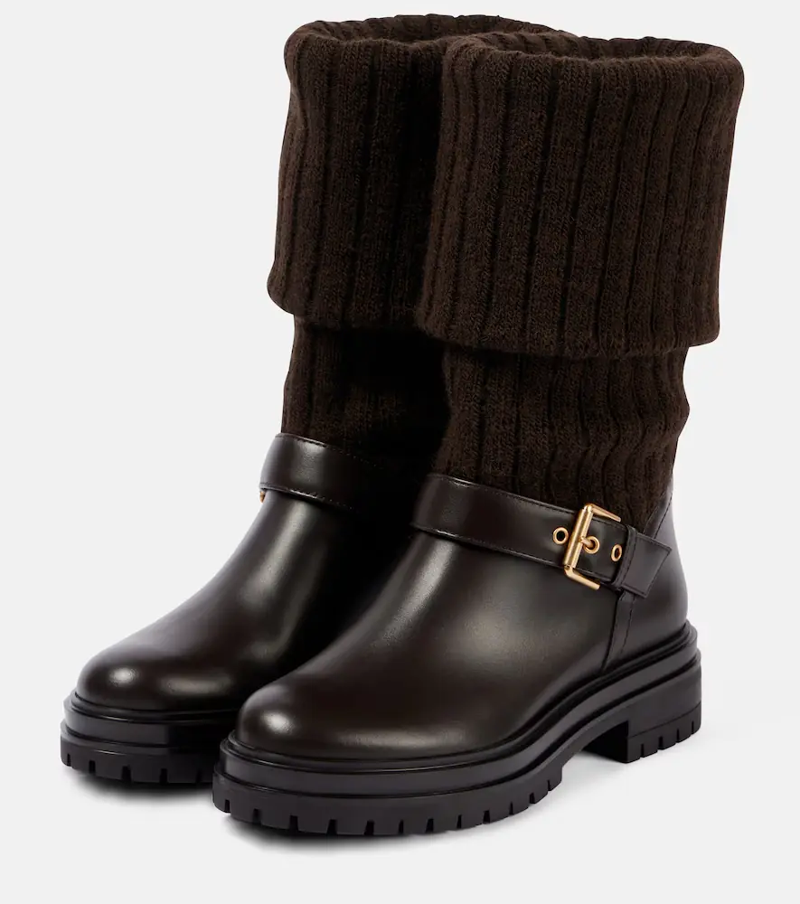 Gianvito Rossi Thurso leather-trimmed biker boots | Thumbnail 2