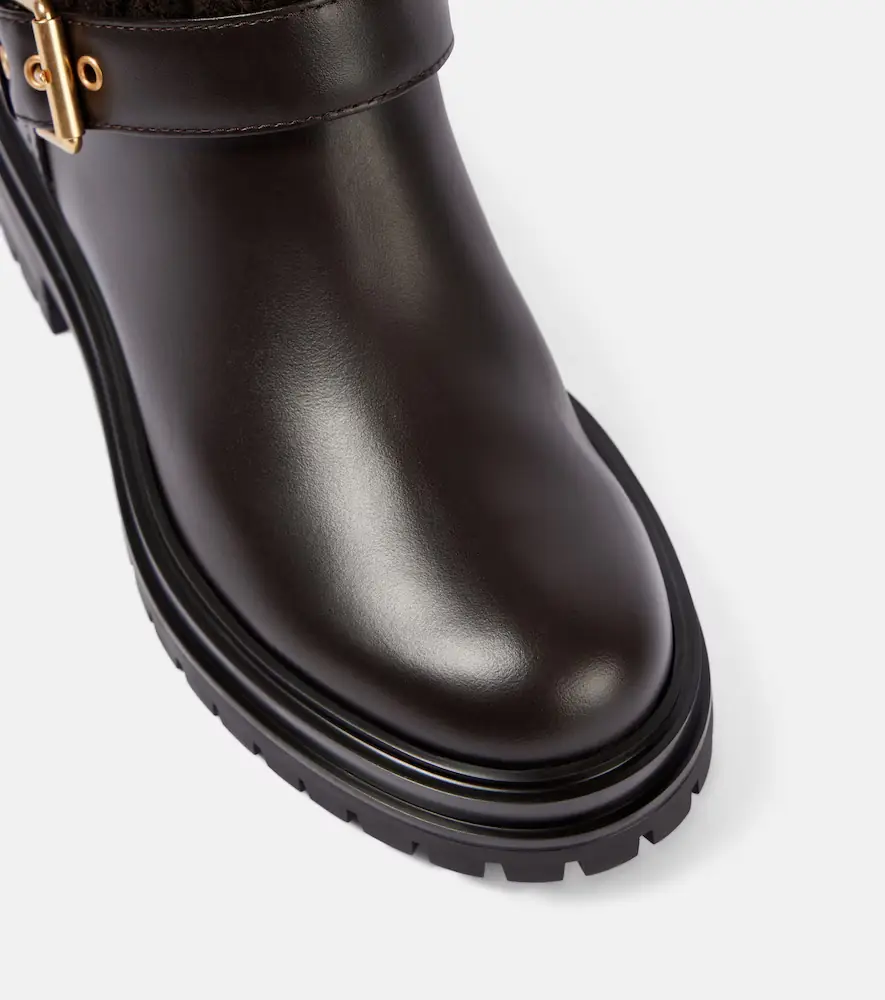 Gianvito Rossi Thurso leather-trimmed biker boots | Thumbnail 3
