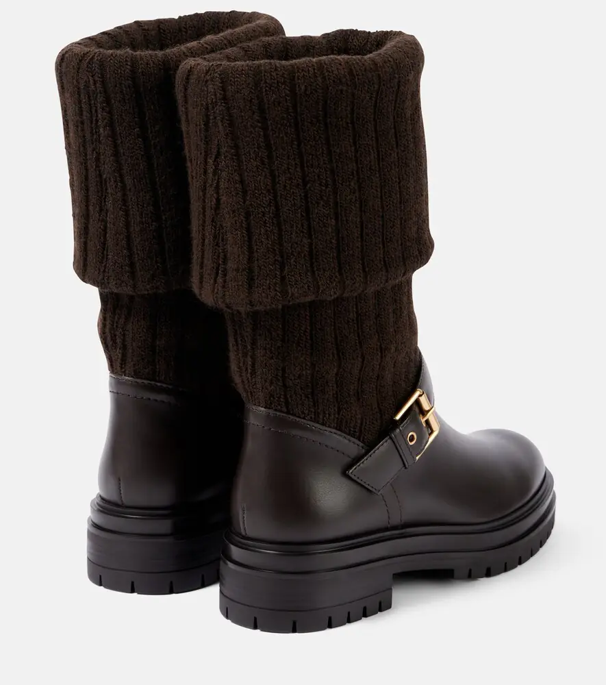 Gianvito Rossi Thurso leather-trimmed biker boots | Thumbnail 4