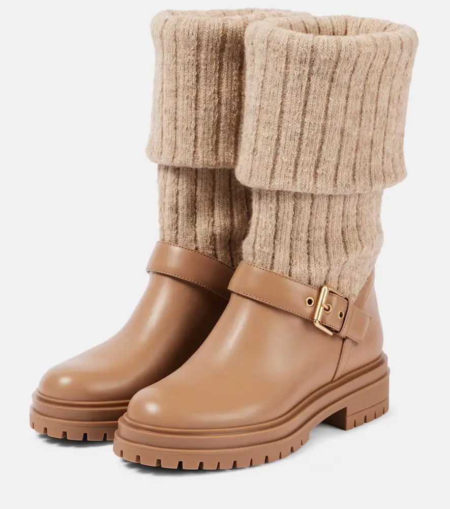Gianvito Rossi Thurso leather-trimmed sock boots | Thumbnail 2