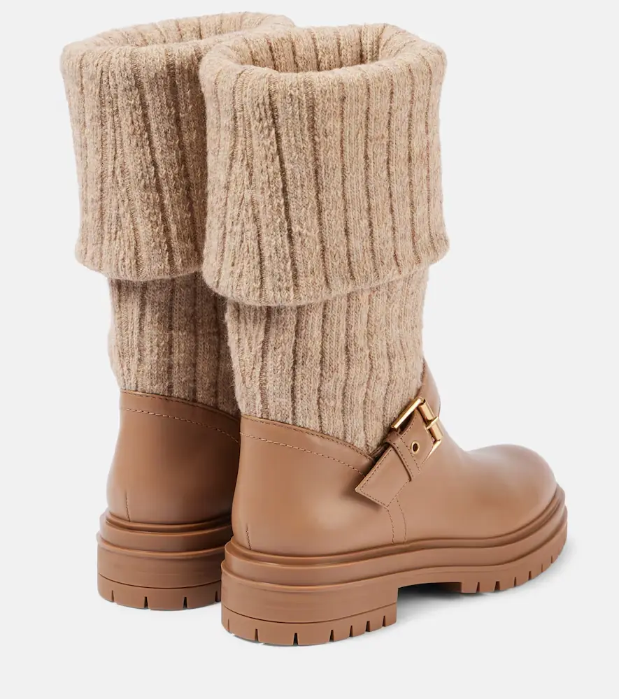 Gianvito Rossi Thurso leather-trimmed sock boots | Thumbnail 4