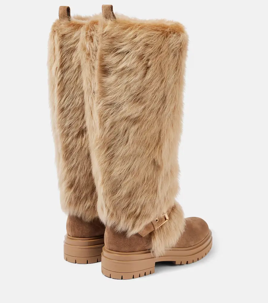 Gianvito Rossi Shearling-trimmed suede knee-high boots | Thumbnail 3 Gianvito Rossi Shearling-trimmed suede knee-high boots | Thumbnail 3