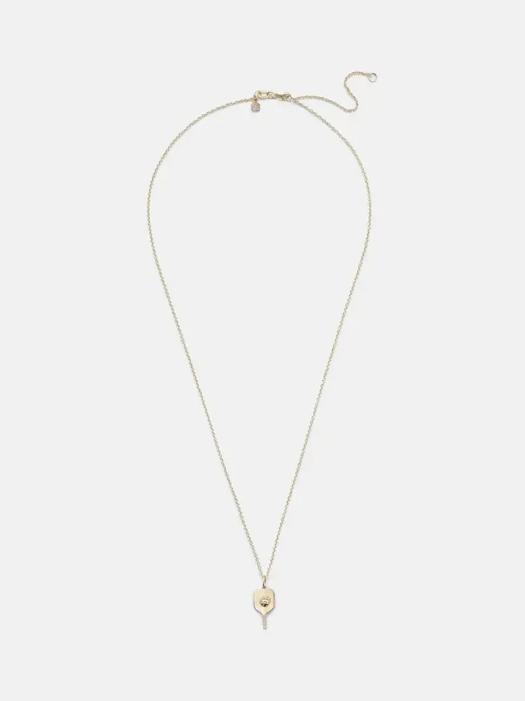 Pickleball 14kt gold pendant necklace with diamonds Pickleball 14kt gold pendant necklace with diamonds
