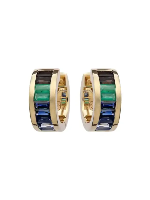 14kt gold hoop earrings with gemstones 14kt gold hoop earrings with gemstones