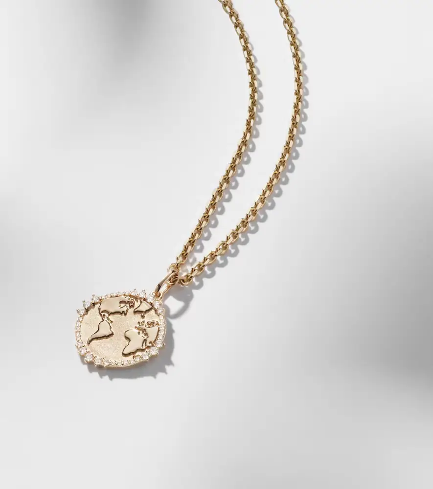 Sydney Evan World Traveler 14kt gold pendant necklace with diamonds | Thumbnail 5 Sydney Evan World Traveler 14kt gold pendant necklace with diamonds | Thumbnail 5