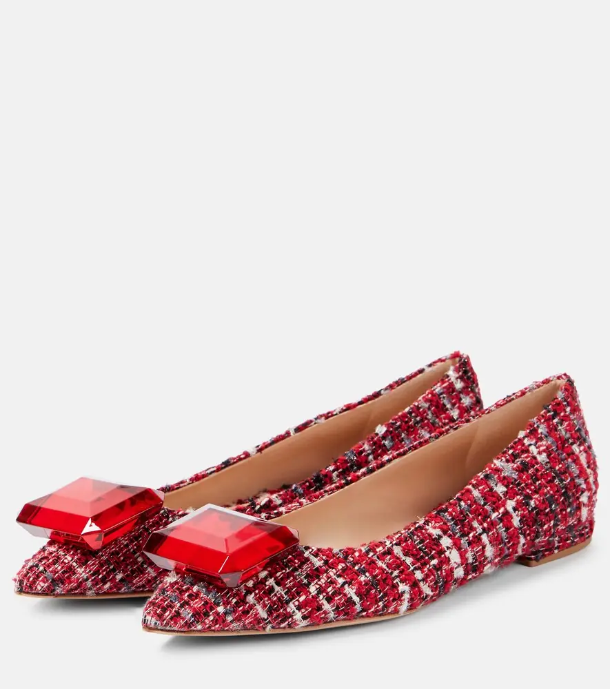 Gianvito Rossi Embellished bouclé ballet flats | Thumbnail 3 Gianvito Rossi Embellished bouclé ballet flats | Thumbnail 3