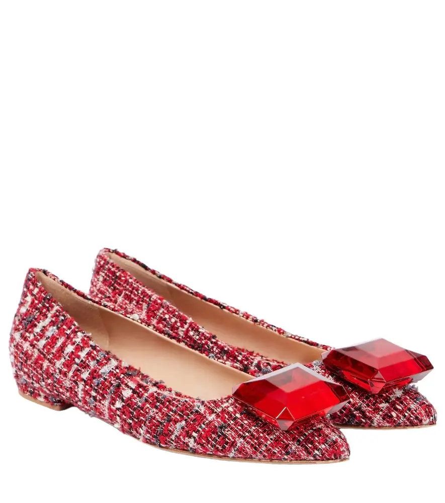 Gianvito Rossi Embellished bouclé ballet flats