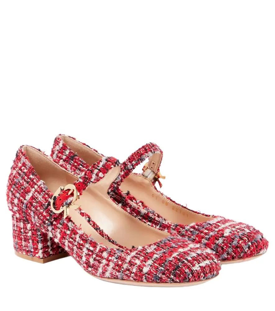 Gianvito Rossi Mary Ribbon bouclé Mary Jane pumps