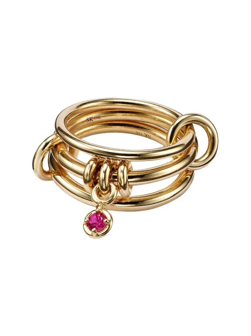 Piera 18kt gold linked rings with sapphire