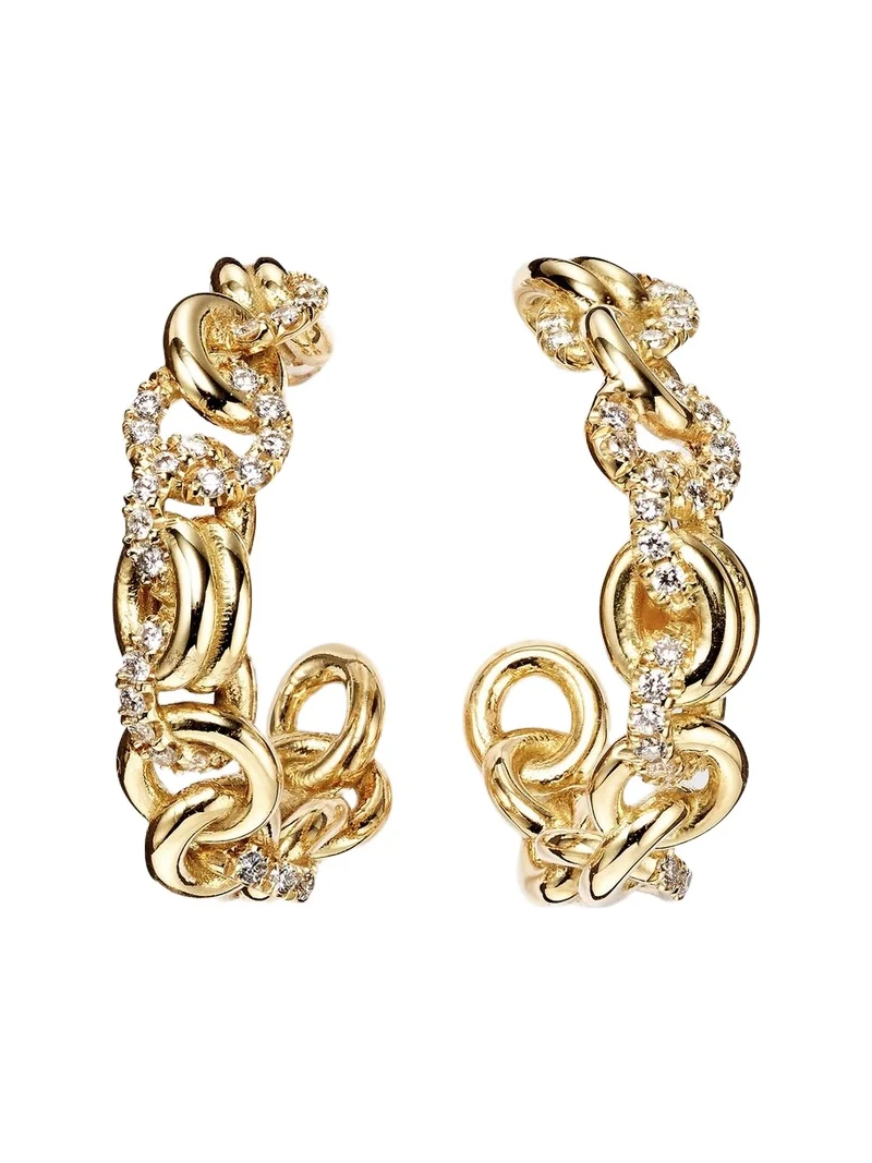 Fused Serpens 18kt gold earrings with diamonds