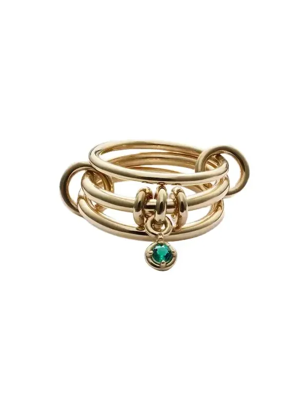 Piera 18kt gold linked rings with emerald Piera 18kt gold linked rings with emerald