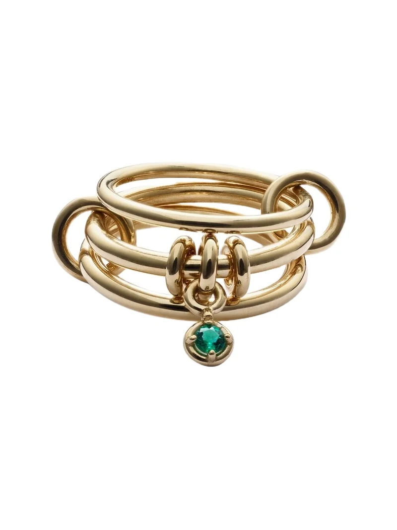 Piera 18kt gold linked rings with emerald Piera 18kt gold linked rings with emerald