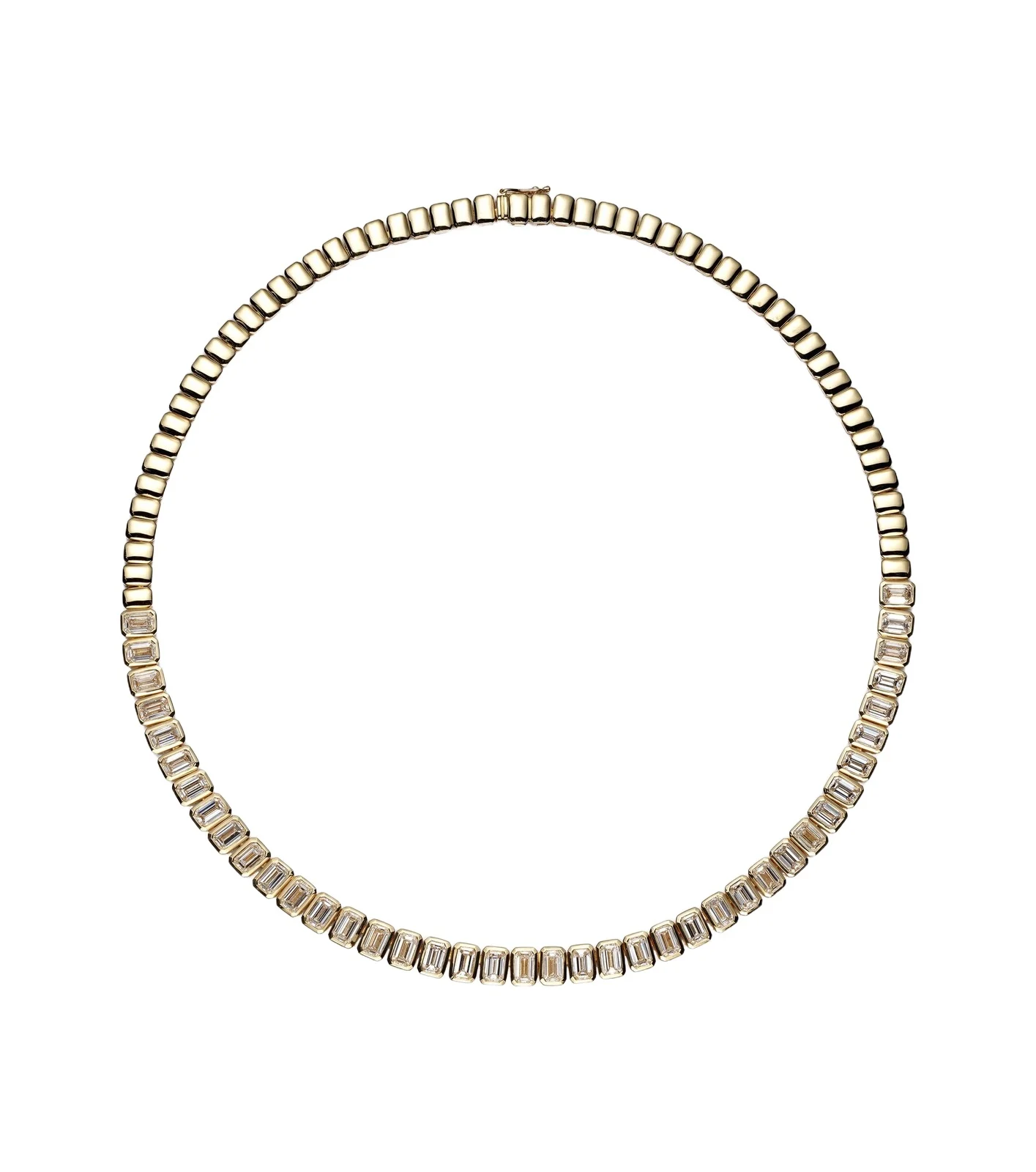 Large 18kt gold choker with diamonds